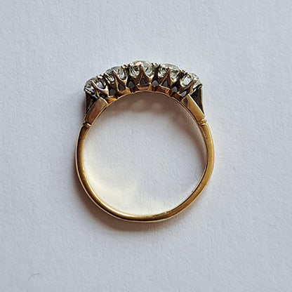 Vintage 0.90ct Diamond Five Stone Engagement Ring in 18ct Yellow Gold