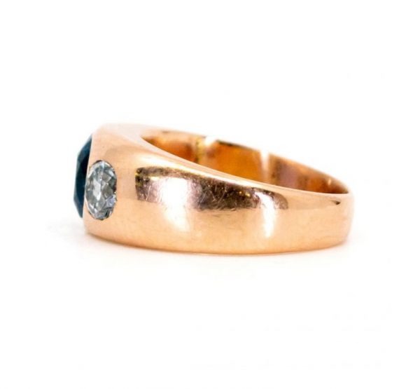 Vintage Sapphire and Diamond Three-Stone Ring, 1.95 carat total