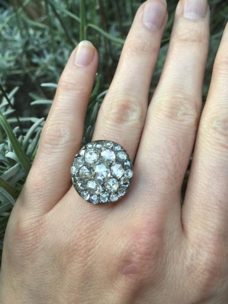 Antique Georgian Rose Cut Diamond Cluster Ring
