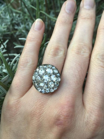 Antique Georgian Rose Cut Diamond Cluster Ring