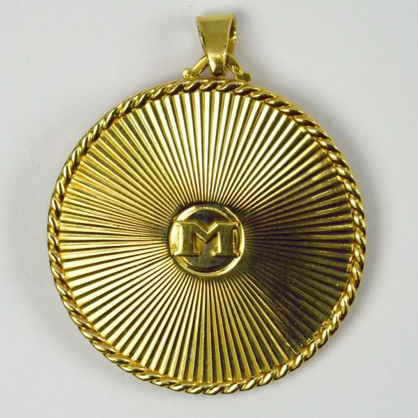 French 18ct Yellow Gold Zodiac Leo Pendant Charm