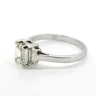 1.03ct Emerald Cut Diamond Ring with Baguette Shoulders