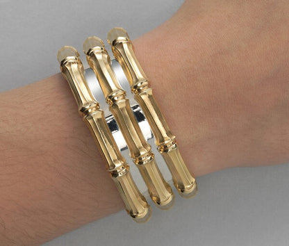 Cartier Bi-Colour 18ct Gold Bamboo Cuff Bangle Bracelet, Signed and numbered