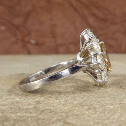 Marquise Cognac Diamond Cluster Ring, 2.97 carat total, 18ct White Gold