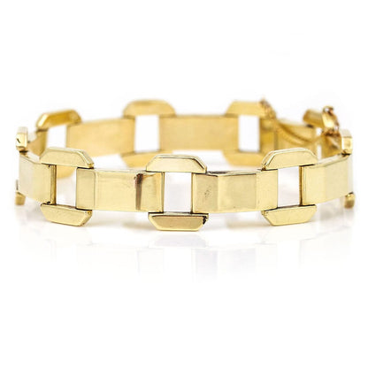 Vintage French Retro Gold Flat Link Bracelet