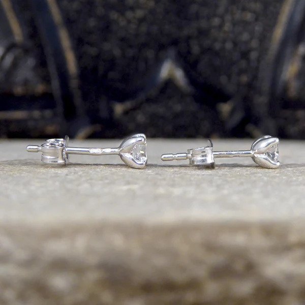 Single Stone Diamond Solitaire Stud Earrings, 0.40 carats