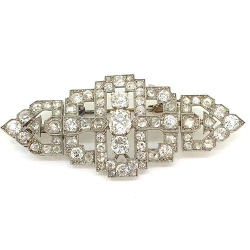 Antique 5ct Diamond Brooch come Jabot Pin