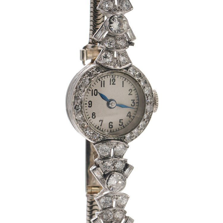 Art Deco Diamond Platinum Cocktail Watch, 3.20 carats