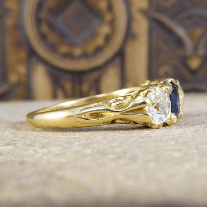 Victorian sapphire diamond ring shoulders