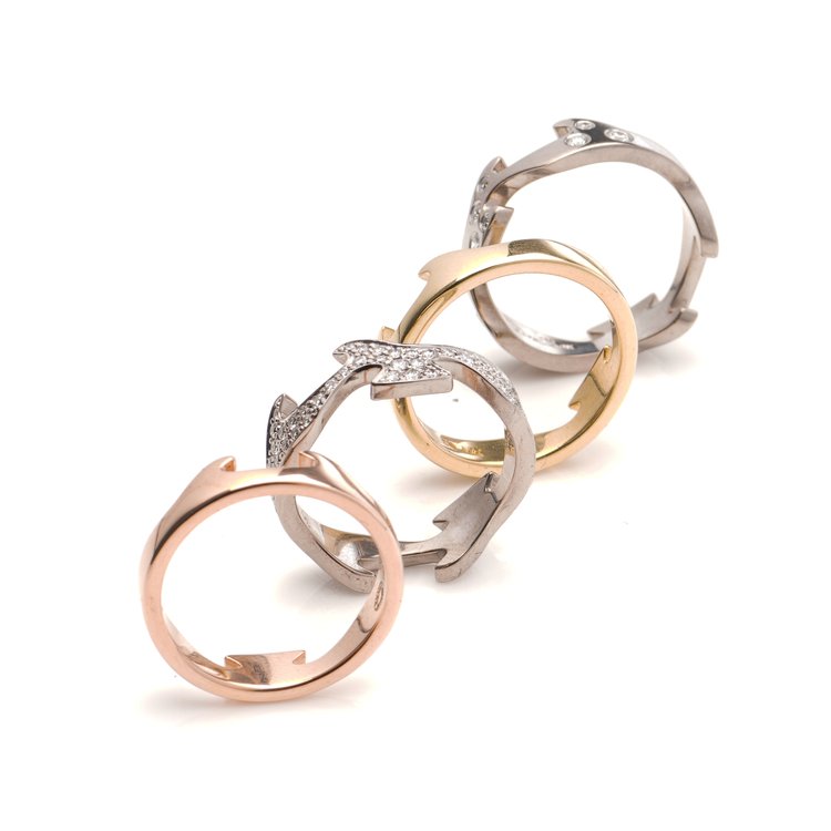 Georg Jensen Fusion 18ct Gold Four Piece Stackable Ring with Diamonds