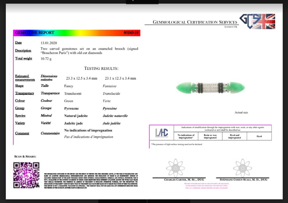 Boucheron Art Deco Platinum Brooch with Jade Onyx and Diamonds
