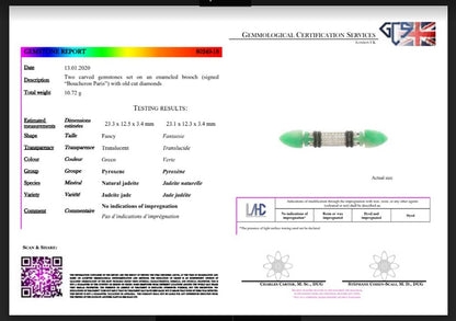 Boucheron Art Deco Platinum Brooch with Jade Onyx and Diamonds