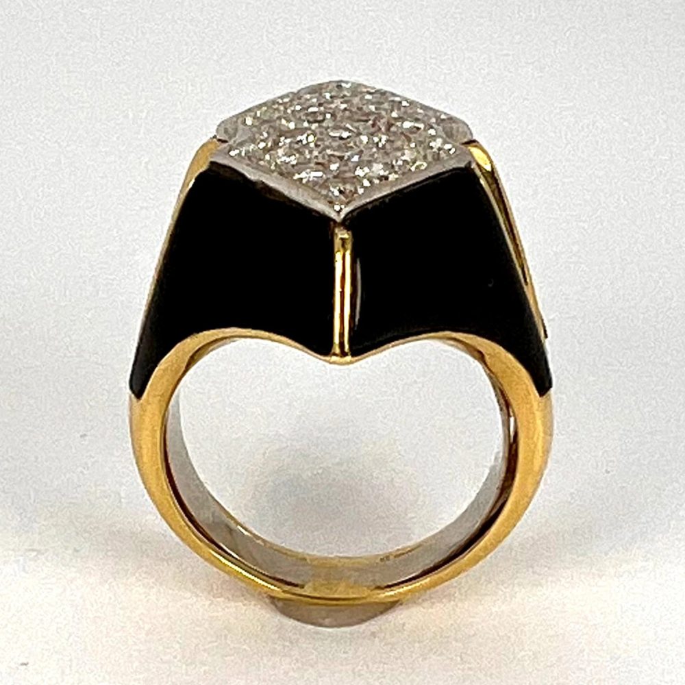 Vintage Onyx Diamond and Gold Cocktail Dress Ring