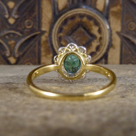 Emerald and Diamond Cluster Ring in 18ct Gold