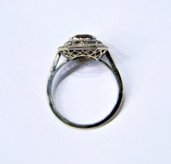 1ct Asscher Cut Pink Spinel and Diamond Cluster Ring in Platinum