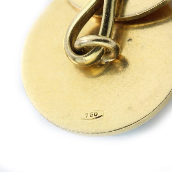 Vintage 18ct Yellow Gold Cufflinks with Crest, Circa 1950s-1960s