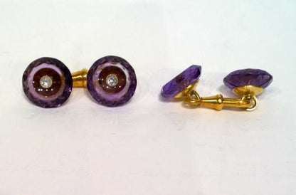 Antique Amethyst and Diamond Cufflinks, Circa 1910