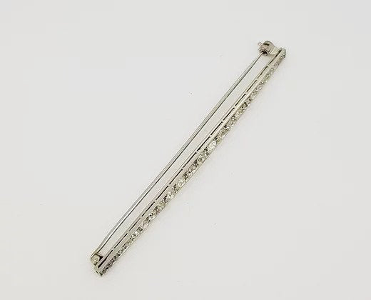 Antique Edwardian 2.20ct Diamond and Platinum Bar Brooch