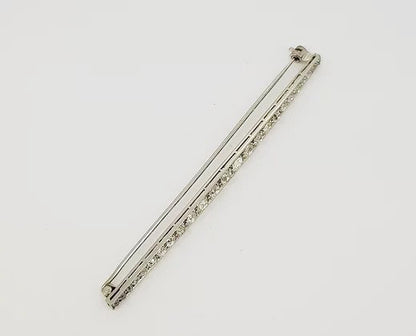 Antique Edwardian 2.20ct Diamond and Platinum Bar Brooch