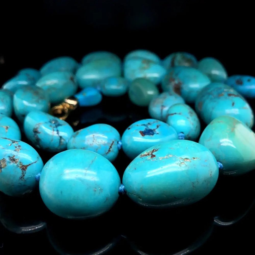 Vintage Natural Persian Turquoise Bead Necklace
