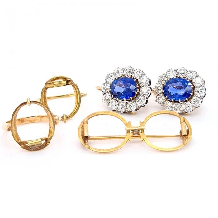 Fine Antique Victorian Sapphire and Diamond Cluster Earrings