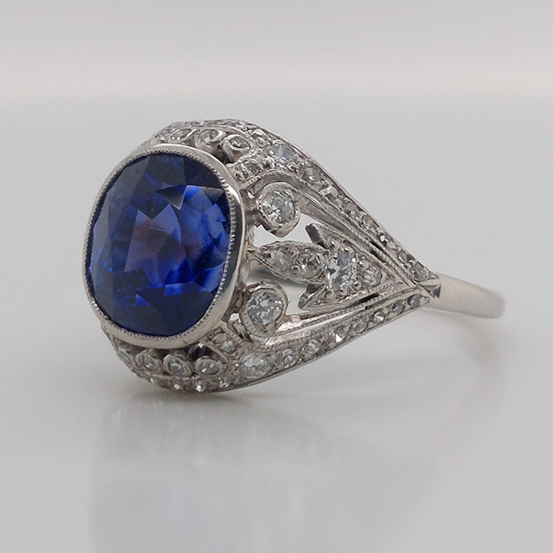A Tillander 4.40ct Ceylon Sapphire and Diamond Domed Dress Ring
