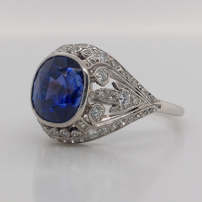 A Tillander 4.40ct Ceylon Sapphire and Diamond Domed Dress Ring