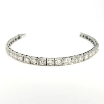 Platinum Art Deco Diamond Line Bracelet 5 carats