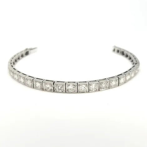 Platinum Art Deco Diamond Line Bracelet 5 carats
