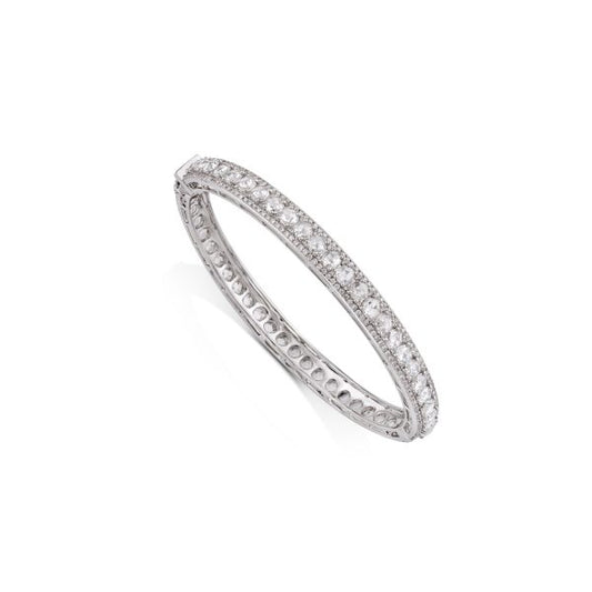 Rose Cut Diamond Bangle Bracelet, 4.91 carats, in 18ct White Gold