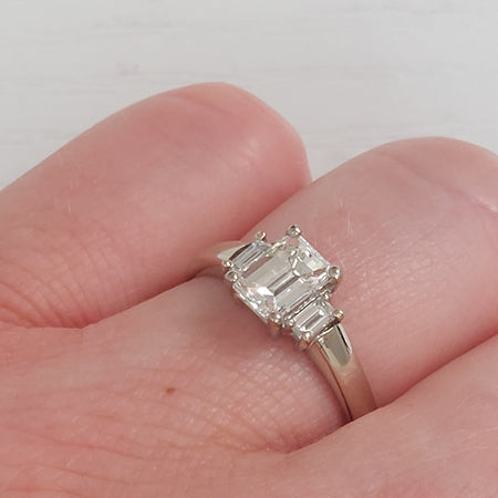1.02ct Baguette Cut Diamond Trilogy Engagement Ring