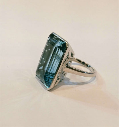 Vintage Single Stone 22ct Aquamarine Ring, Circa 1980s