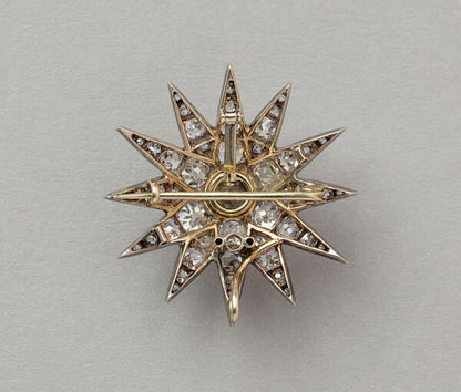 Antique 4.5ct Old Cut Diamond Star Pendant Come Brooch
