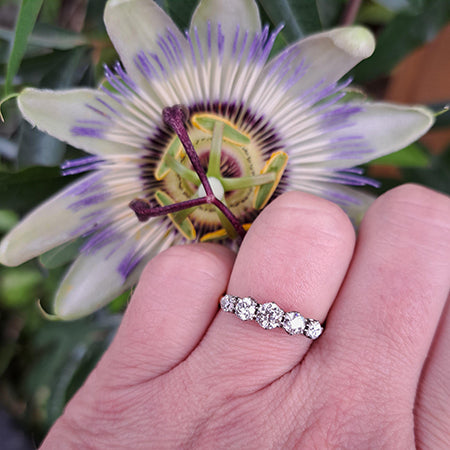 Vintage Five Stone Diamond Ring, 0.90 carat total