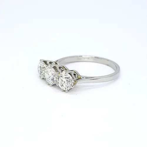Three Stone Diamond Engagement Ring, 1.51 Carat Total