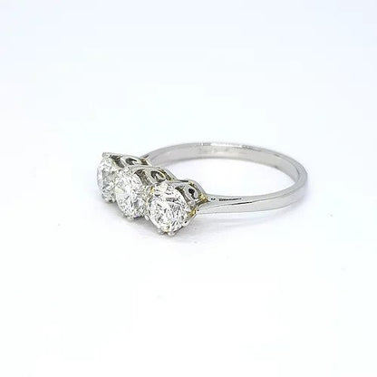 Three Stone Diamond Engagement Ring, 1.51 Carat Total