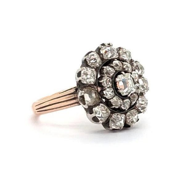 Georgian Antique Georgian Diamond Cluster Engagement Ring, 3.50 carats
