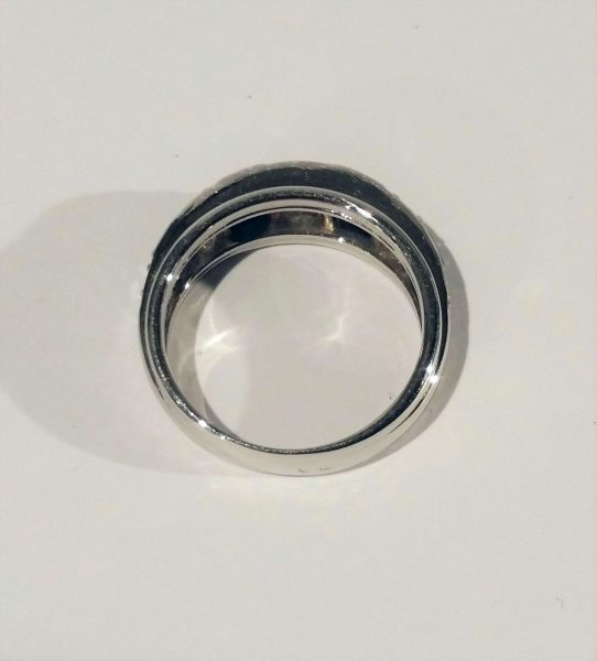 Princess Cut Sapphire and Old Cut Diamond Half Eternity Ring; set with graduated old cut diamonds and square cut sapphires, 18ct white gold, Circa 1950