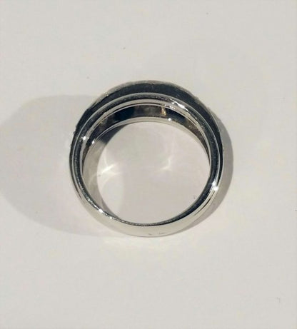 Princess Cut Sapphire and Old Cut Diamond Half Eternity Ring; set with graduated old cut diamonds and square cut sapphires, 18ct white gold, Circa 1950