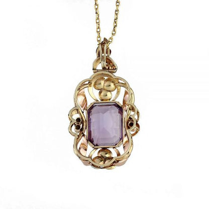 Vintage Amethyst and Gold Pendant, 14 carats