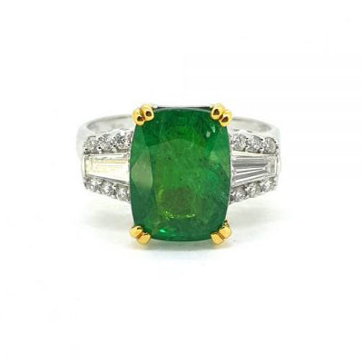 3.28ct Emerald and Diamond Trilogy Dress Ring