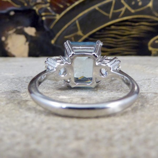 3.35ct Aquamarine and Diamond Three Stone Ring