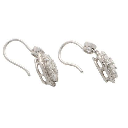 Diamond Cluster Drop Earrings, 3.45 carat total