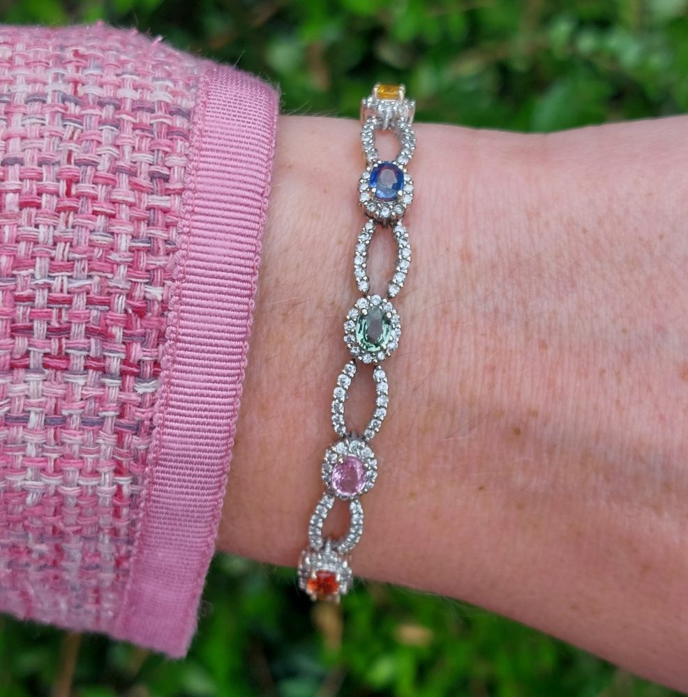 Vintage 3.50ct Rainbow Sapphire and Diamond Bracelet