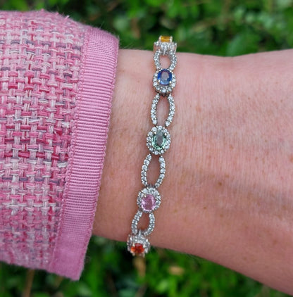 Vintage 3.50ct Rainbow Sapphire and Diamond Bracelet