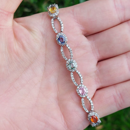 Vintage 3.50ct Rainbow Sapphire and Diamond Bracelet