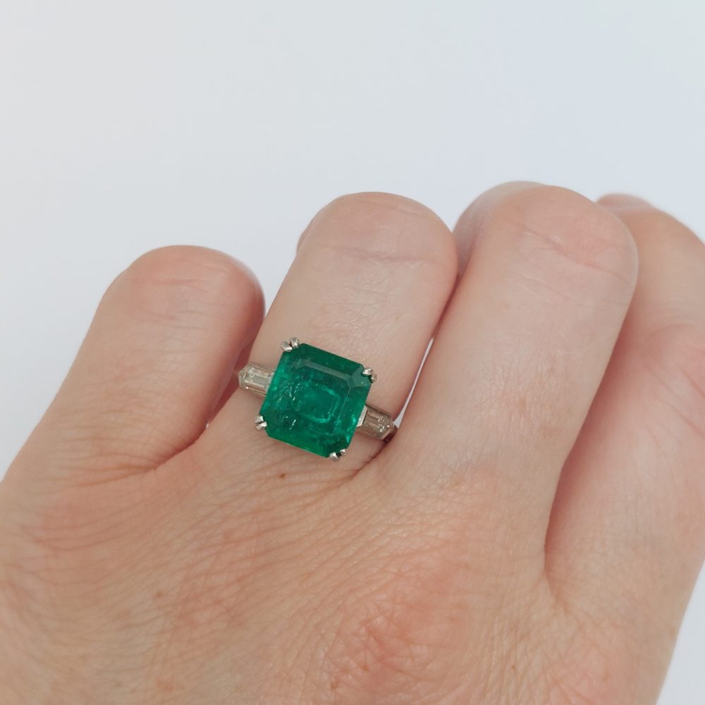 3.81ct Colombian Emerald and Diamond Ring