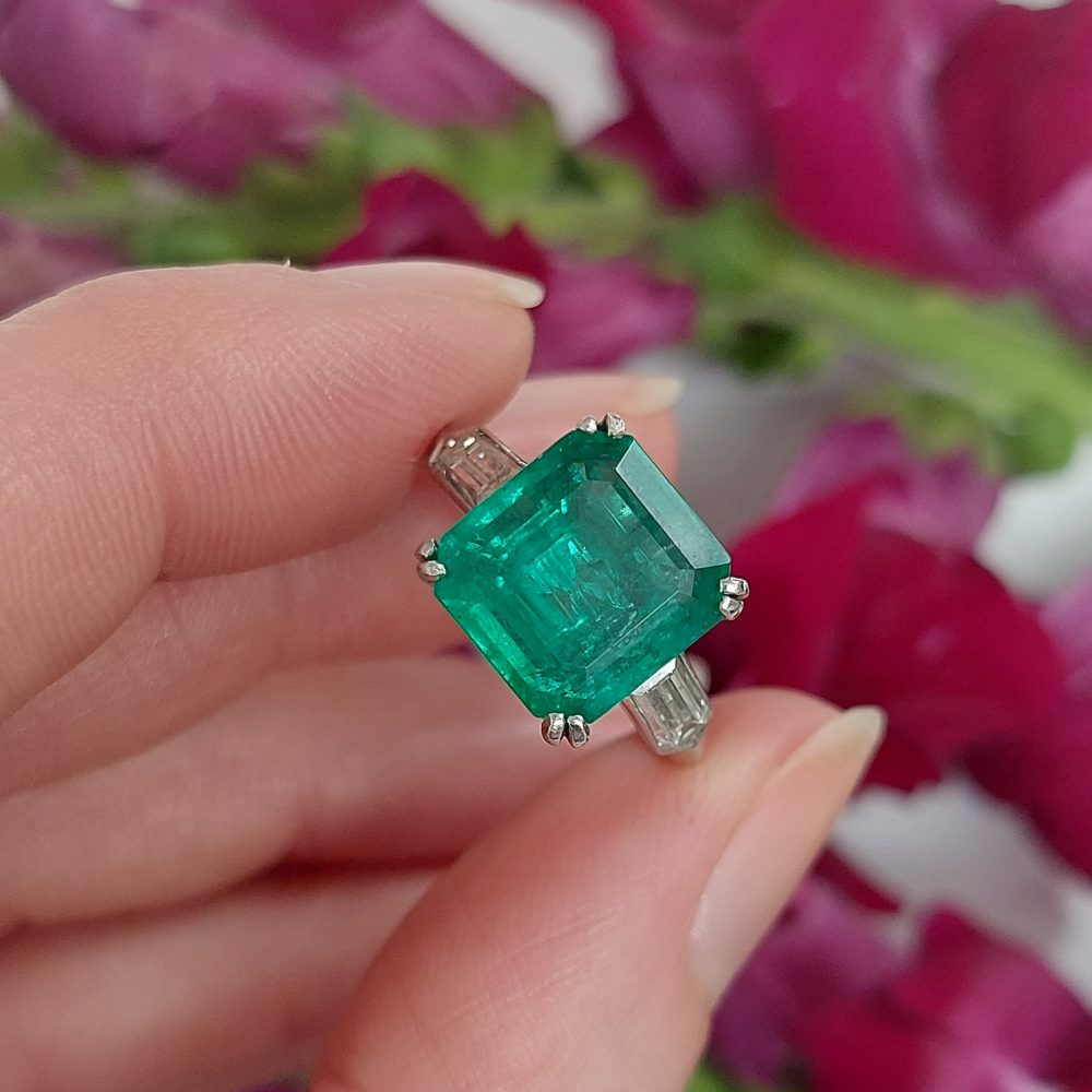 3.81ct Colombian Emerald and Diamond Ring