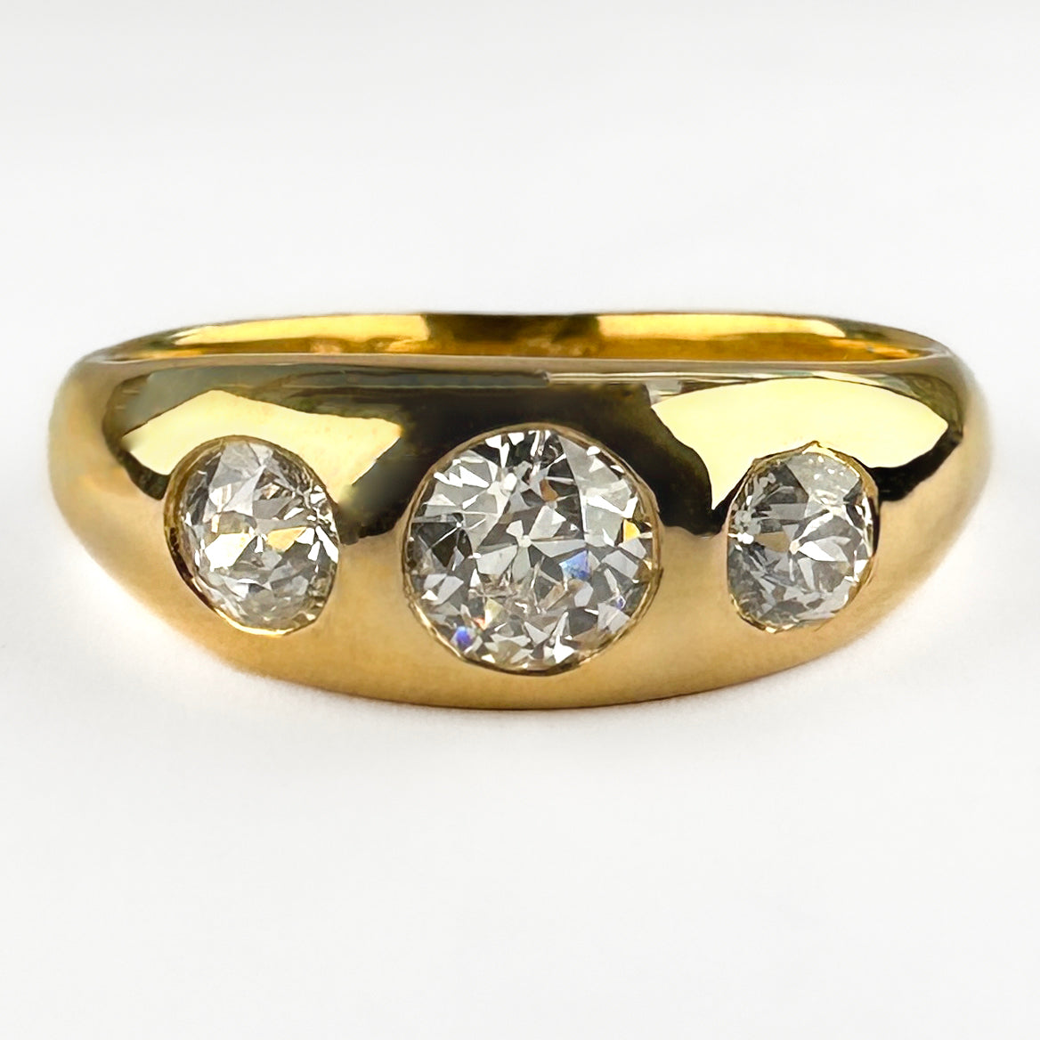 Antique Diamond Three Stone Gypsy Ring