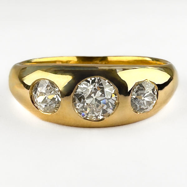 Antique Diamond Three Stone Gypsy Ring